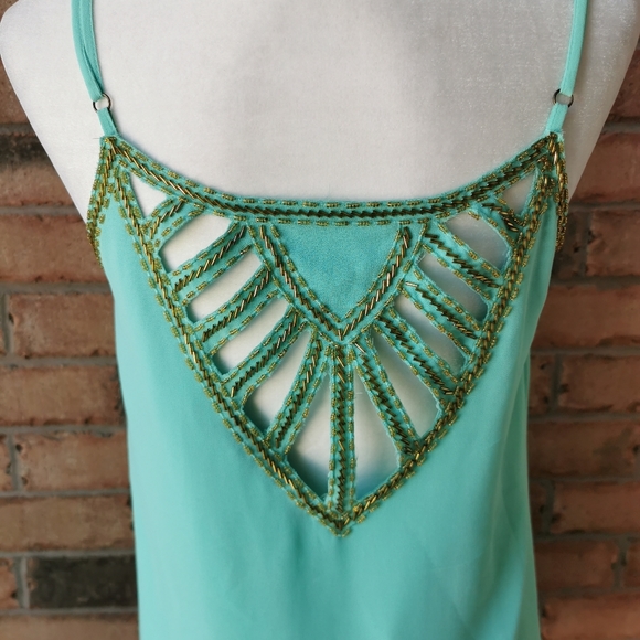 Ark & Co. aqua blue green beaded flapper dress - Picture 7 of 8